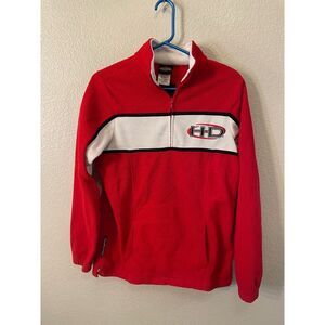 Harley Davidson Red Fleece 1/4 Zip Long Sleeve Sweatshirt Syracuse Men's M